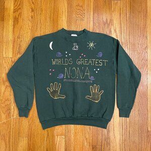 Vintage Worlds Greatest Nona Crewneck Sweatshirt Size Large 90s Tultex Grandma